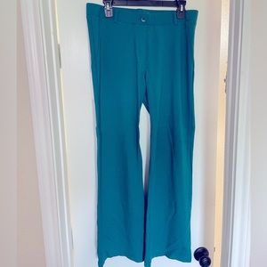 Betabrand boot cut dotted blue pants